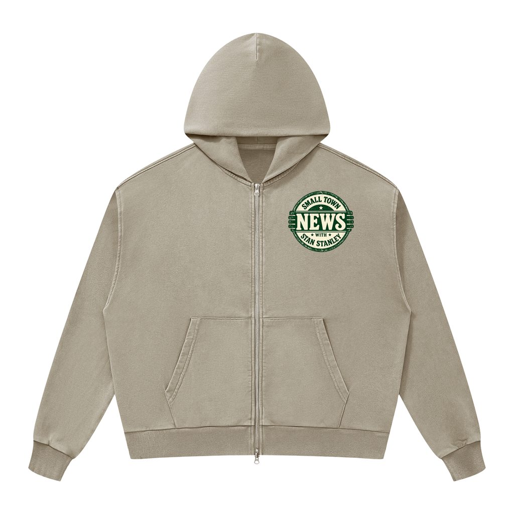 Unisex Mineral Wash Boxy Full Zip Hoodie