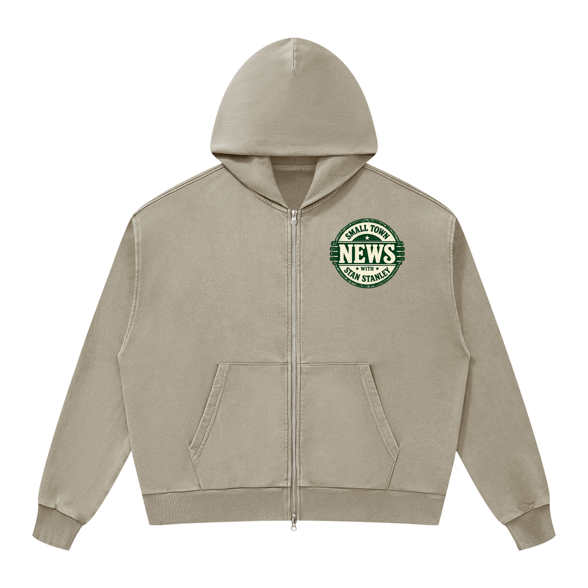 Unisex Mineral Wash Boxy Full Zip Hoodie